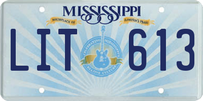 MS license plate LIT613
