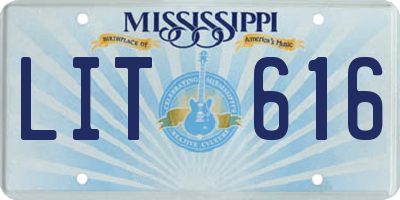 MS license plate LIT616