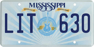 MS license plate LIT630