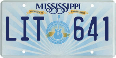 MS license plate LIT641
