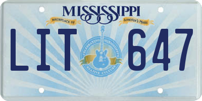 MS license plate LIT647