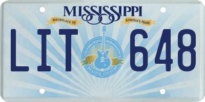 MS license plate LIT648