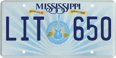 MS license plate LIT650