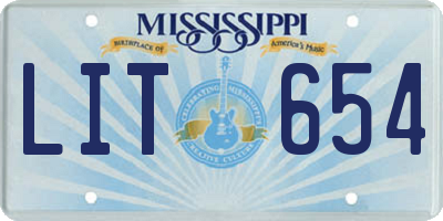 MS license plate LIT654