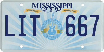 MS license plate LIT667