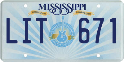 MS license plate LIT671