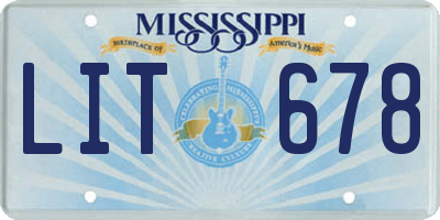 MS license plate LIT678