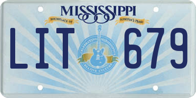 MS license plate LIT679