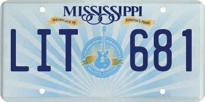 MS license plate LIT681