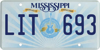 MS license plate LIT693