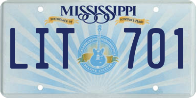 MS license plate LIT701