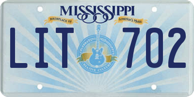 MS license plate LIT702