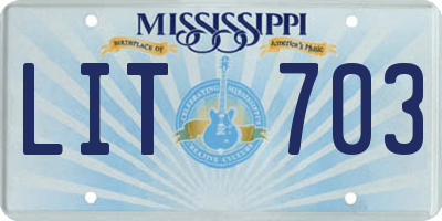 MS license plate LIT703