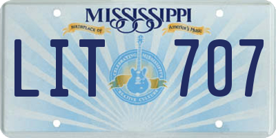 MS license plate LIT707