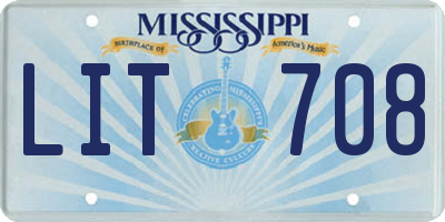 MS license plate LIT708