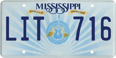 MS license plate LIT716