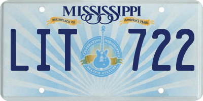 MS license plate LIT722