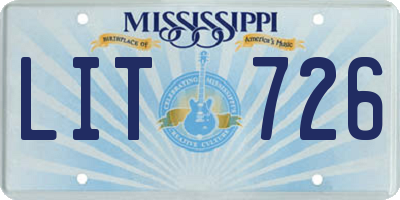 MS license plate LIT726