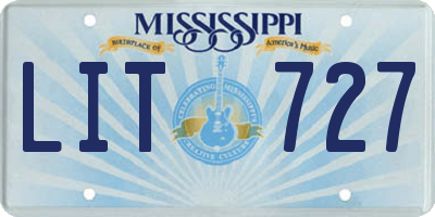 MS license plate LIT727