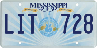 MS license plate LIT728