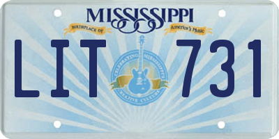 MS license plate LIT731