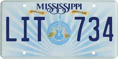 MS license plate LIT734