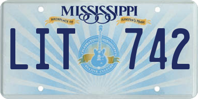 MS license plate LIT742