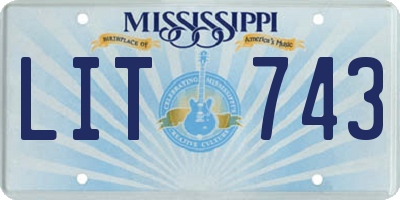 MS license plate LIT743
