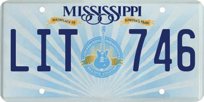 MS license plate LIT746