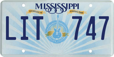 MS license plate LIT747