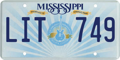 MS license plate LIT749