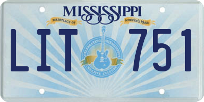 MS license plate LIT751
