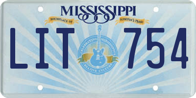 MS license plate LIT754