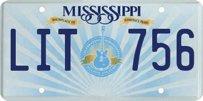 MS license plate LIT756