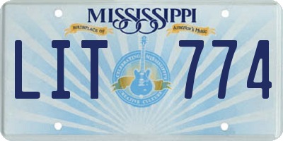 MS license plate LIT774