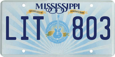 MS license plate LIT803