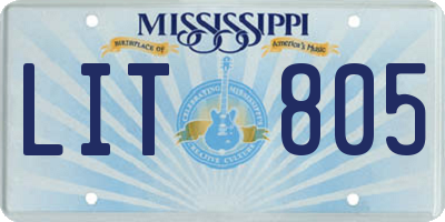MS license plate LIT805