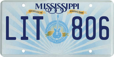 MS license plate LIT806