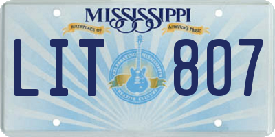 MS license plate LIT807