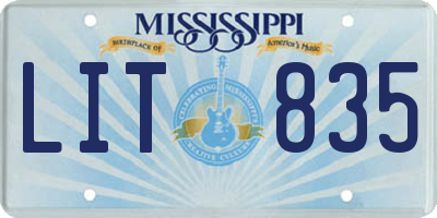 MS license plate LIT835