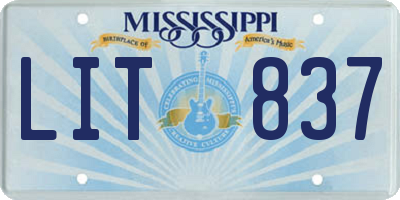 MS license plate LIT837