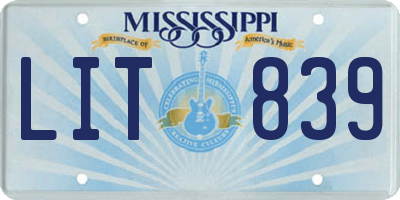 MS license plate LIT839