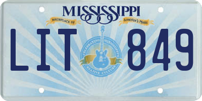 MS license plate LIT849