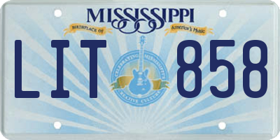 MS license plate LIT858