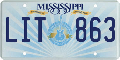 MS license plate LIT863