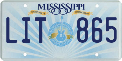 MS license plate LIT865