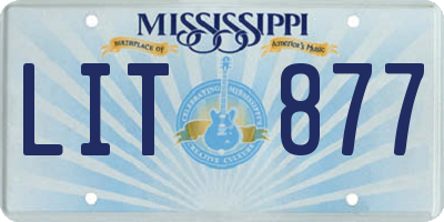 MS license plate LIT877