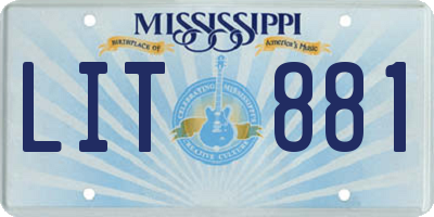 MS license plate LIT881