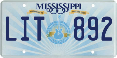 MS license plate LIT892