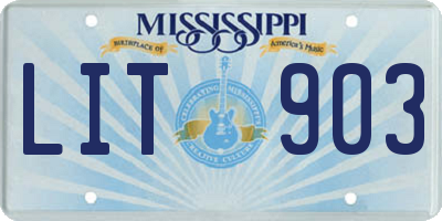 MS license plate LIT903